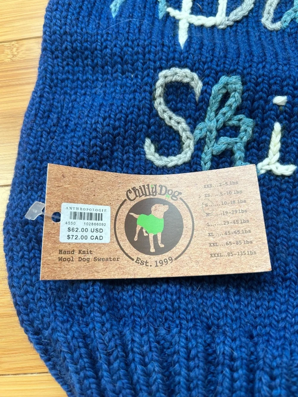 Anthropologie Chilly Dog Après Ski Wool Dog Sweater Small NWT